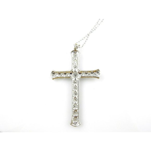 14K White Gold Large Diamond Cross Pendant Necklace 3.51cts JAGi cert #14328 - Picture 7 of 13